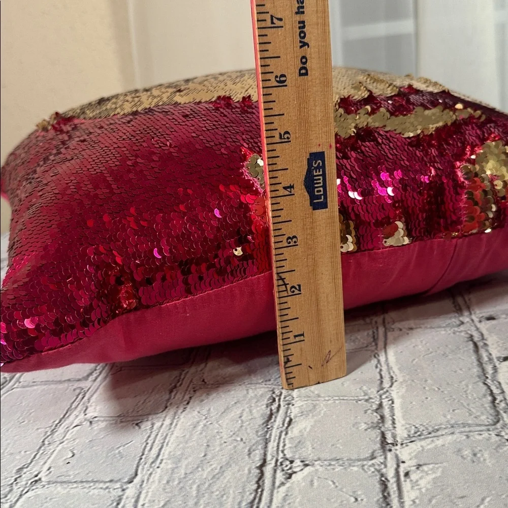 Reversible Color Change Sequin Throw Pillow Sparkle Shine Pink Gold 15x15x6 Girl